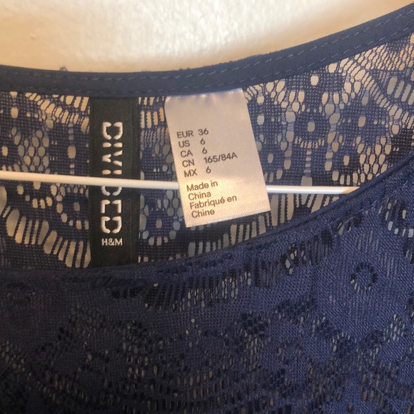 Lace navy blue skater dress - Picture 3 of 5